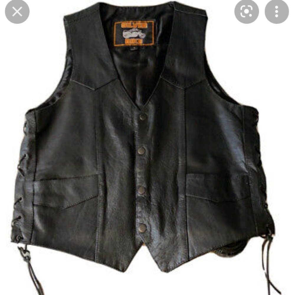 Silver Bike | Leather Motorcycle Vest - XXXL Black